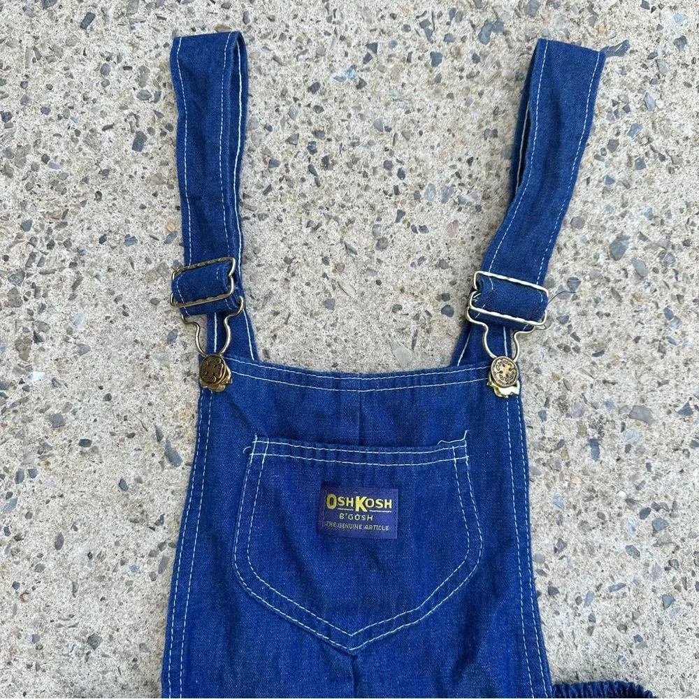 Vintage 80's Oshkosh B'Gosh Vestbak Dark Wash Chambray Denim Overalls Size 12
